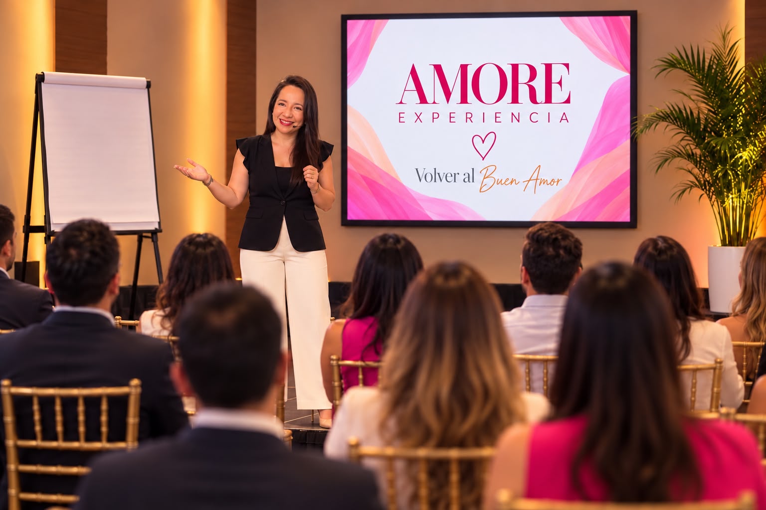 Claudia Granadillo guiando AMORE EXPERIENCIA